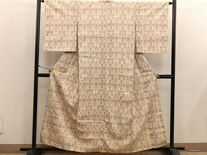 平和屋着物■本塩沢　幾何学文様　正絹　逸品　BAAX4596mz