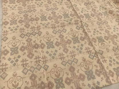 平和屋着物■本塩沢　幾何学文様　正絹　逸品　BAAX4596mz
