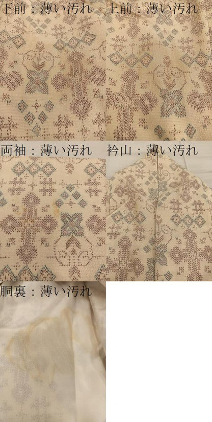 平和屋着物■本塩沢　幾何学文様　正絹　逸品　BAAX4596mz