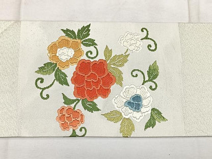 平和屋着物◎九寸名古屋帯 唐織 草花文 金銀糸 正絹 逸品 BAAX4608qw