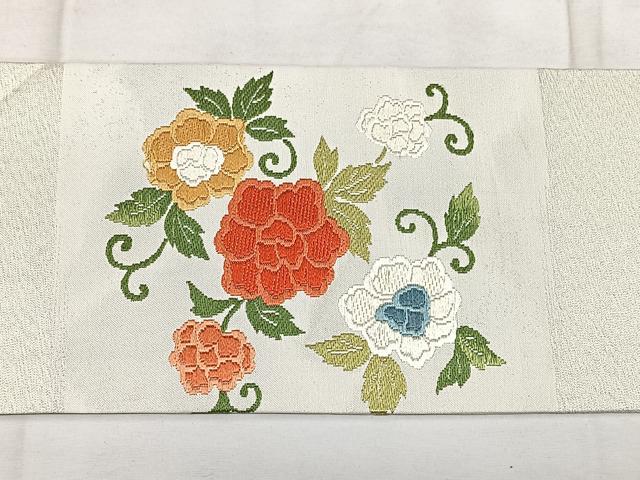 平和屋着物◎九寸名古屋帯 唐織 草花文 金銀糸 正絹 逸品 BAAX4608qw