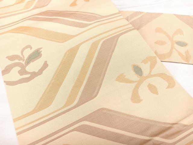 平和屋着物◎九寸名古屋帯　幾何学文　正絹　逸品　BAAX4617qw