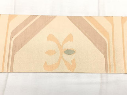 平和屋着物◎九寸名古屋帯　幾何学文　正絹　逸品　BAAX4617qw