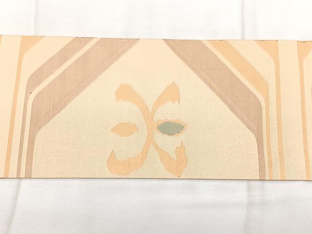 平和屋着物◎九寸名古屋帯　幾何学文　正絹　逸品　BAAX4617qw