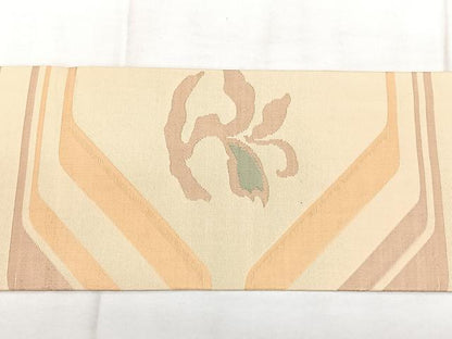 平和屋着物◎九寸名古屋帯　幾何学文　正絹　逸品　BAAX4617qw