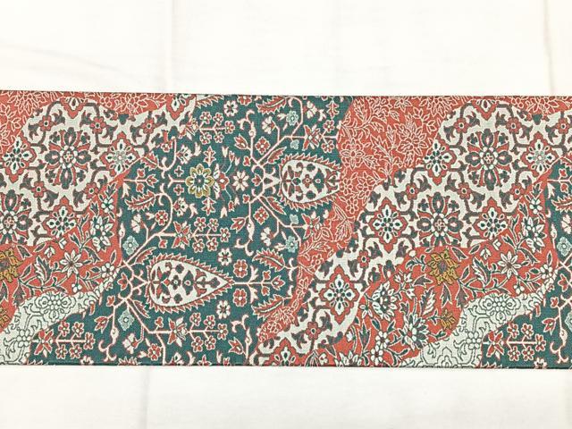 平和屋着物◎全通柄 九寸名古屋帯 道長更紗花文 正絹