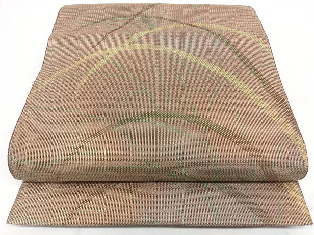 平和屋着物◎八寸名古屋帯　芝草文　正絹　逸品　BAAX4622qw