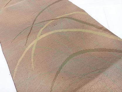 平和屋着物◎八寸名古屋帯　芝草文　正絹　逸品　BAAX4622qw
