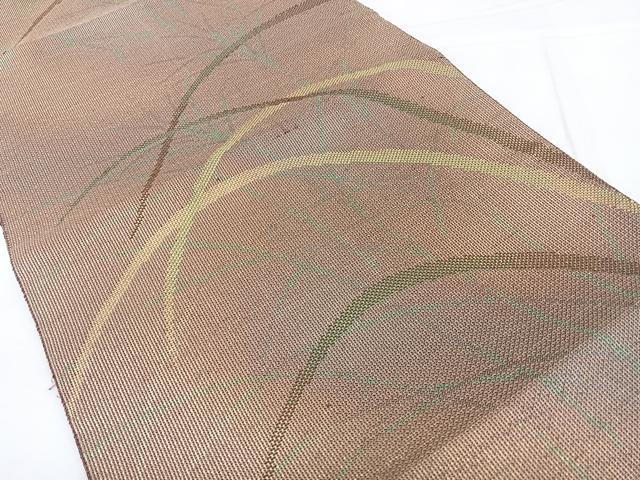 平和屋着物◎八寸名古屋帯　芝草文　正絹　逸品　BAAX4622qw
