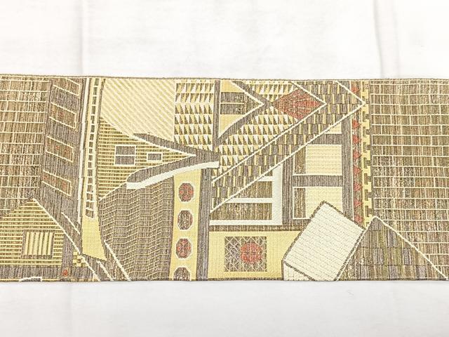 平和屋着物◎本場筑前博多織 八寸名古屋帯 風景文 銀糸 正絹 逸品