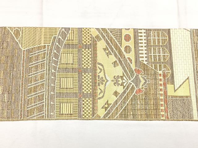 平和屋着物●本場筑前博多織　八寸名古屋帯　抽象間道　金銀糸　正絹　逸品　DAAZ2345op 楽天市場】平和屋2□極上 夏物 本場筑前博多織 八寸名古屋帯 隆毘間道