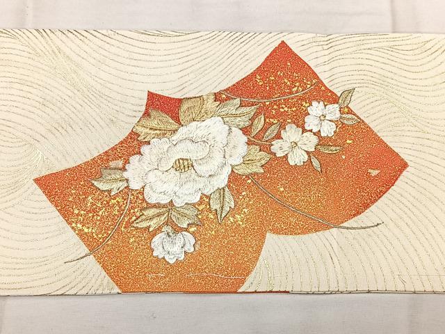 平和屋着物●九寸名古屋帯　刺繍　成物　金彩　引箔　正絹　逸品　CABE4531hy 平和屋着物○九寸名古屋帯 枝松葉文 金彩 正絹 逸品 CABD0600hyの通販