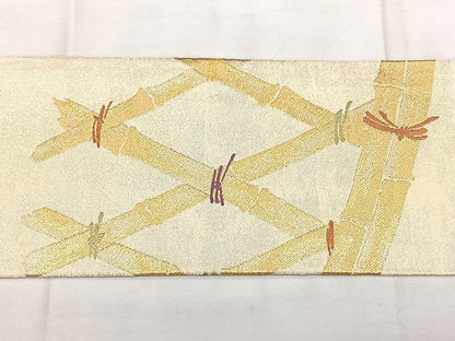 平和屋着物◎九寸名古屋帯　唐織　籬文　金糸　引箔　正絹　逸品　BAAX4645qw