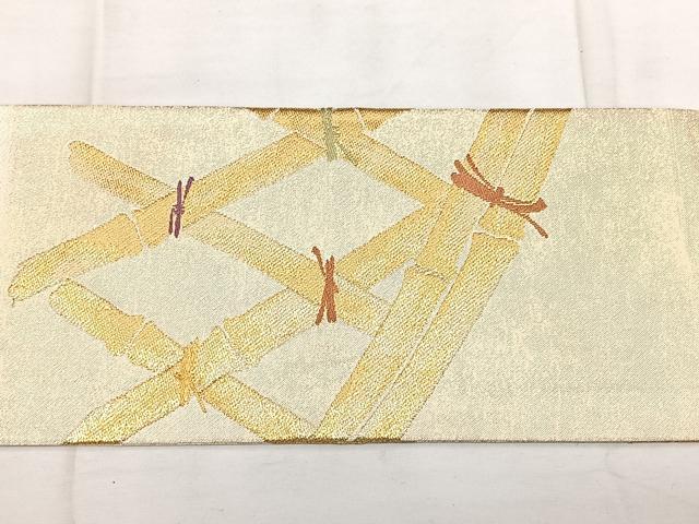 平和屋着物◎九寸名古屋帯　唐織　籬文　金糸　引箔　正絹　逸品　BAAX4645qw