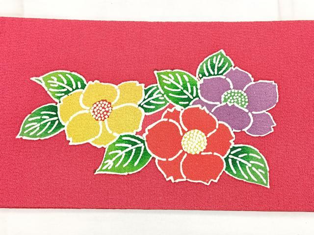 平和屋着物◎つけ帯 型染め 草花文 鬼しぼ縮緬 正絹 逸品 BAAX4647qw