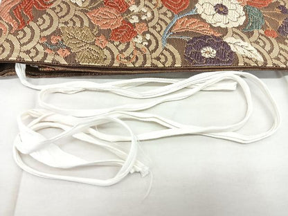 平和屋着物◎佐賀錦 つけ帯 唐織 花鳥文 金糸 正絹 逸品 BAAX4648qw