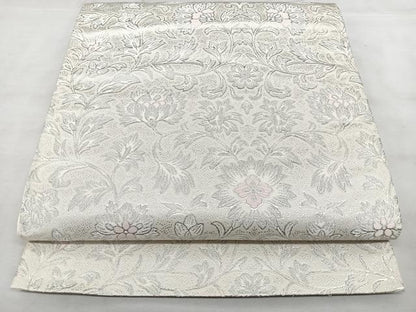 平和屋着物◎六通柄袋帯 唐織 更紗花唐草文 銀糸 正絹 逸品 BAAX4653qw