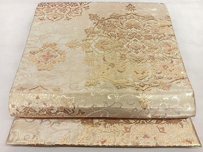 平和屋着物◎佐賀錦　六通柄袋帯　正倉院花文　金糸　正絹　逸品　BAAX4654qw