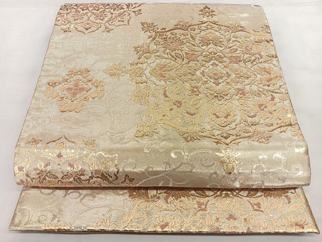 平和屋着物◎佐賀錦　六通柄袋帯　正倉院花文　金糸　正絹　逸品　BAAX4654qw