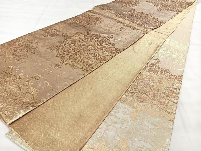 平和屋着物◎佐賀錦　六通柄袋帯　正倉院花文　金糸　正絹　逸品　BAAX4654qw