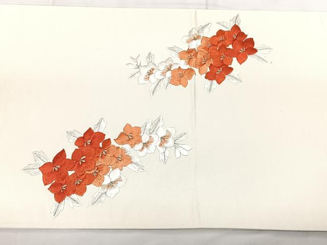 平和屋着物◎太鼓柄袋帯 総刺繍 草花文 銀糸 正絹 逸品 BAAX4660qw