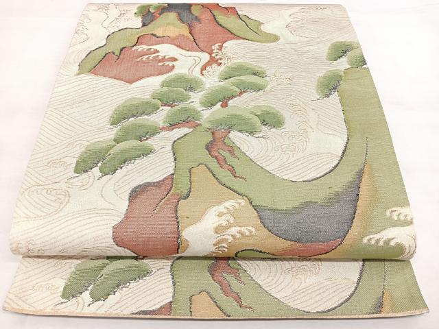 平和屋着物◎西陣 六通柄袋帯 風景文 金糸 正絹 逸品 BAAX4671qw