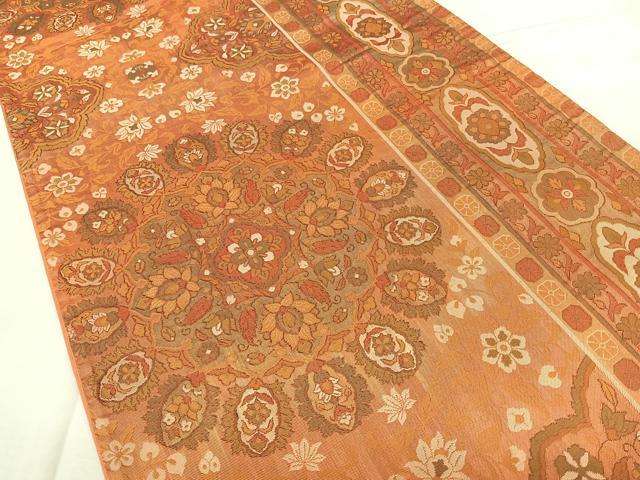 平和屋着物◎六通柄袋帯 正倉院花文 正絹 逸品 BAAX4678qw