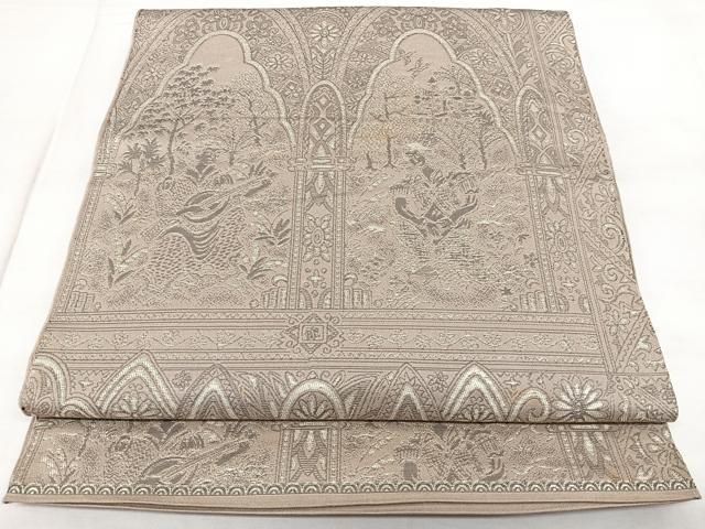 平和屋着物◎六通柄 本袋帯 壁画文様 金糸 正絹 逸品 BAAX4679qw