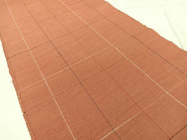 平和屋着物◎八寸名古屋帯 紬地 格子柄 正絹 逸品 BAAX4707qw
