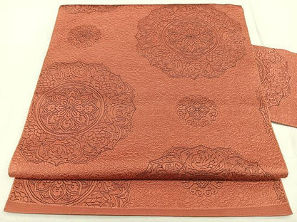 平和屋着物◎本場筑前博多織　八寸名古屋帯　正倉院花文　正絹　逸品　BAAX4710qw