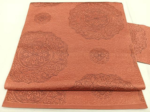 平和屋着物◎本場筑前博多織　八寸名古屋帯　正倉院花文　正絹　逸品　BAAX4710qw