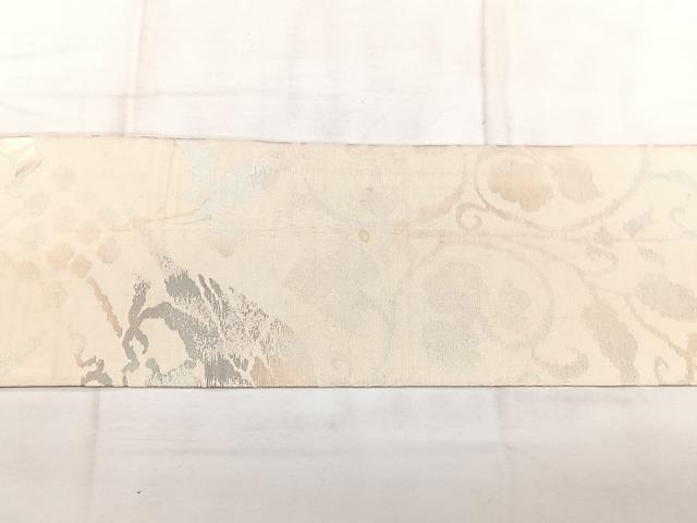 平和屋着物◎九寸名古屋帯　動物花唐草文　引箔　正絹　逸品　BAAX4725qw