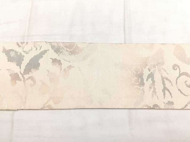 平和屋着物◎九寸名古屋帯　動物花唐草文　引箔　正絹　逸品　BAAX4725qw