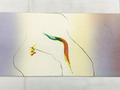 平和屋着物◎虹色創家　本郷大田子　塩瀬　九寸名古屋帯　舞葉文　正絹　逸品　BAAX4726qw