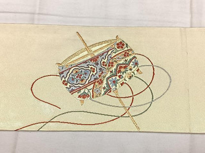 平和屋着物◎西陣 高島織物謹製 九寸名古屋帯 唐織 糸巻き文 青銅箔 金銀糸 正絹 逸品 BAAX4728qw