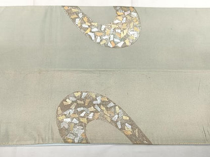 平和屋着物◎西陣　太鼓柄袋帯　箔散らし　金銀彩　引箔　正絹　逸品　BAAX4742qw