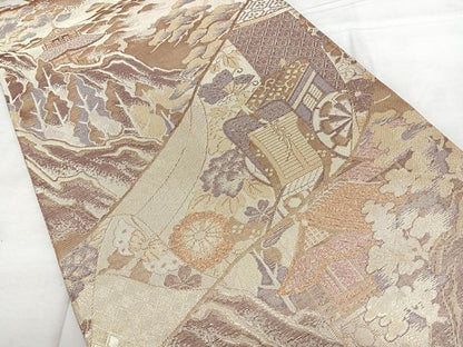 平和屋着物◎佐賀錦　六通柄袋帯　唐織　古都　金糸　正絹　逸品　BAAX4744qw