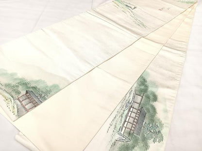 平和屋着物◎太鼓柄袋帯　作家物　手描き　嵯峨　引箔　正絹　逸品　BAAX4753qw