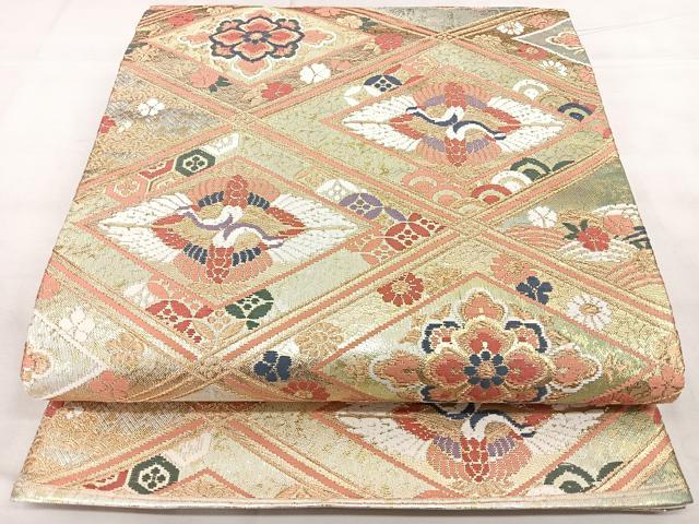 平和屋着物◎六通柄袋帯 唐織 天井花鳥文 金糸 引箔 正絹 逸品