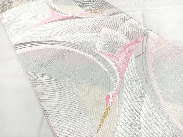 平和屋着物◎六通柄袋帯　唐織　飛鶴文　金銀糸　引箔　正絹　逸品　BAAX4762qw