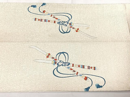 平和屋着物◎九寸開き名古屋帯　総刺繍　人物文　金糸　正絹　逸品　BAAX4780qw