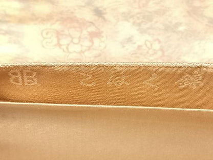 平和屋着物◎西陣　服部織物謹製　六通柄袋帯　花鳥文　こはく錦　手工芸　金糸　引箔　正絹　逸品　BAAX4781qw