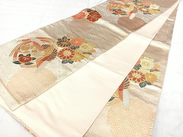 平和屋着物◎六通柄袋帯　唐織　花鳥丸文　金銀糸　引箔　正絹　逸品　BAAX4788qw