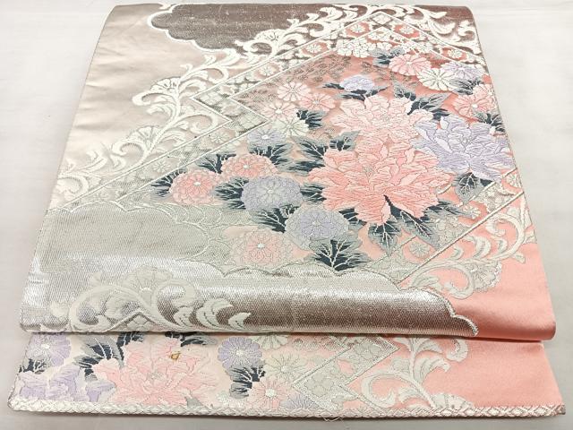平和屋着物◎西陣　六通柄袋帯　唐織　きたの小袖　銀糸　引箔　正絹　逸品　BAAX4794qw