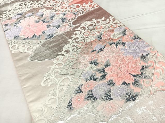 平和屋着物◎西陣　六通柄袋帯　唐織　きたの小袖　銀糸　引箔　正絹　逸品　BAAX4794qw