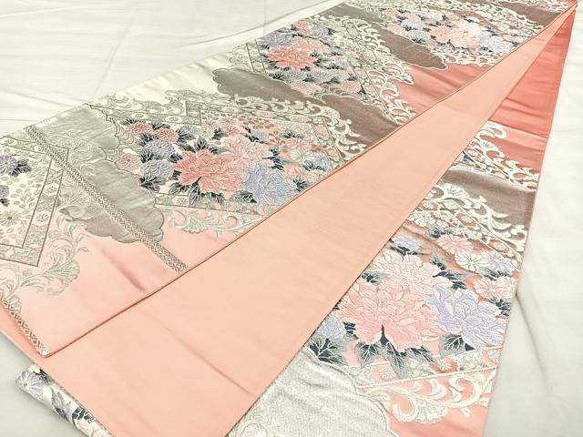 平和屋着物◎西陣　六通柄袋帯　唐織　きたの小袖　銀糸　引箔　正絹　逸品　BAAX4794qw