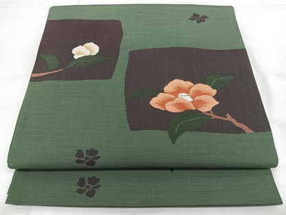 平和屋着物◎六通柄袋帯　楽山　枝花文　正絹　逸品　BAAX4800qw