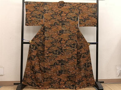 平和屋着物■上質な小紋　渡橋花文　やまと誂製　正絹　逸品　BAAX4801mz