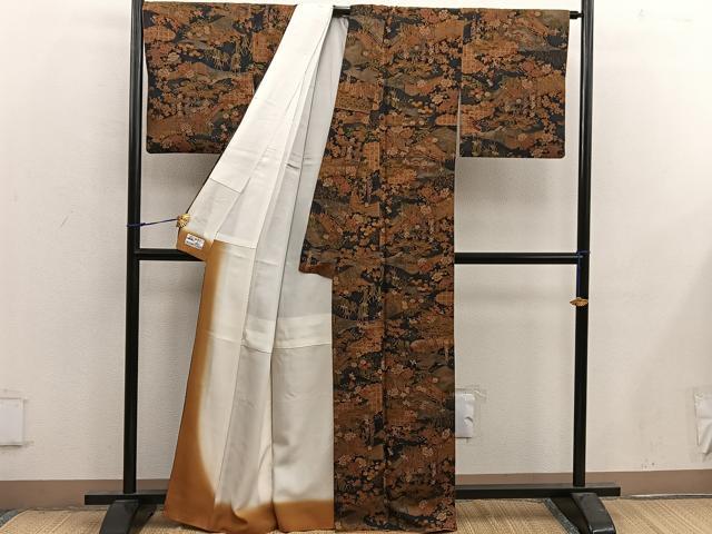 平和屋着物■上質な小紋　渡橋花文　やまと誂製　正絹　逸品　BAAX4801mz