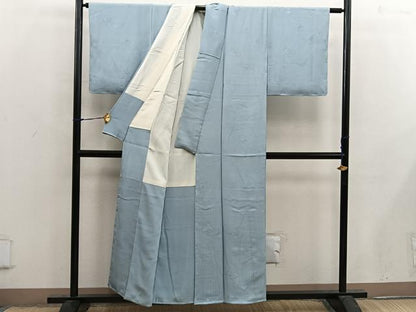 平和屋着物■上質な色無地　石庭地紋　湊鼠色　正絹　逸品　未使用　BAAX4804mz